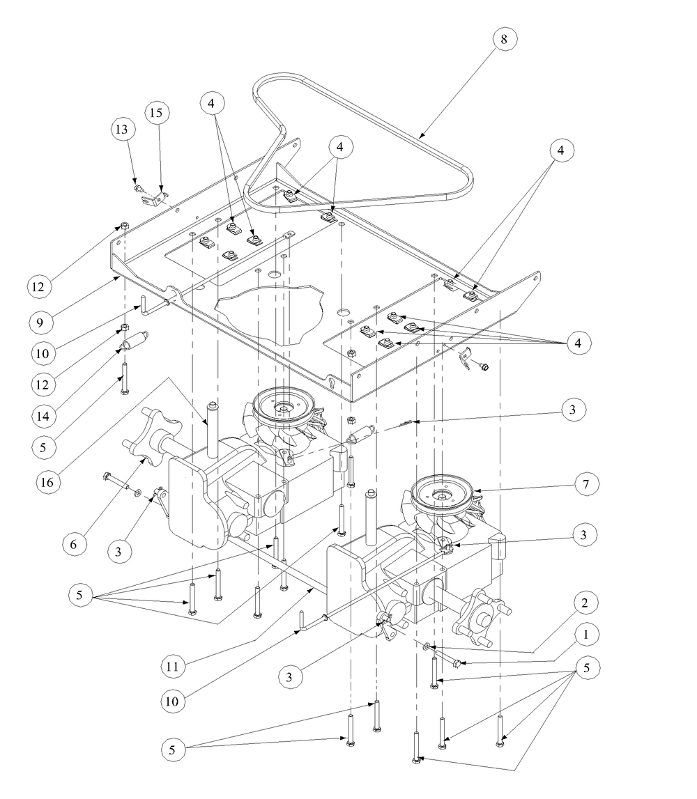 Drive Train Assembly Diagram and Parts List for Z-FORCE42 53AA5A5G710 Cub Cadet Lawn Tractor